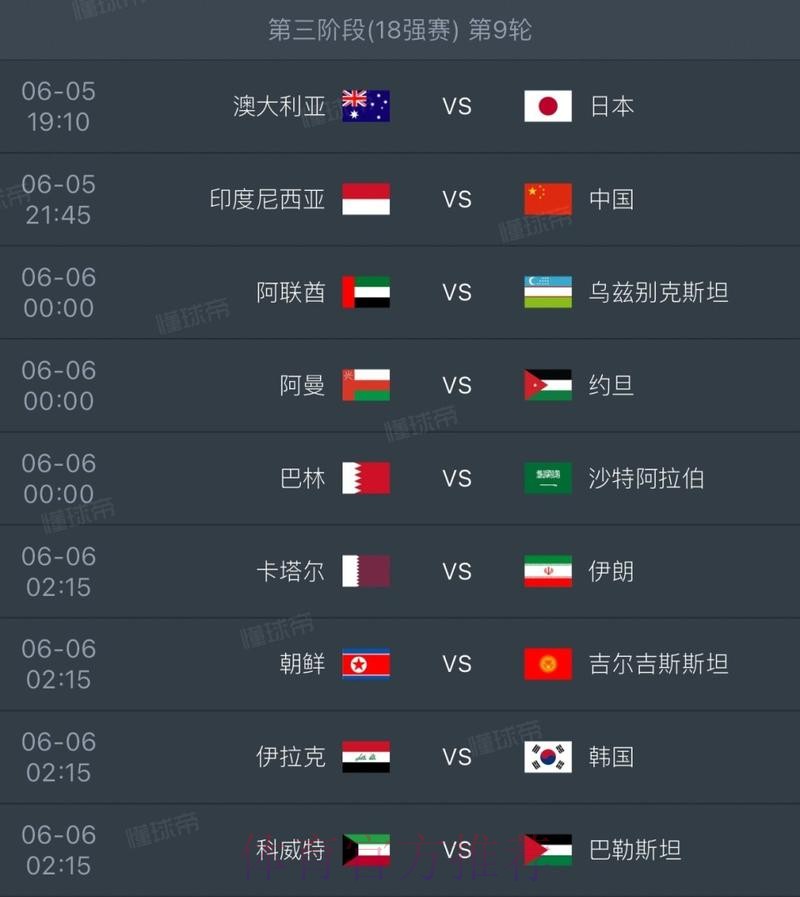 2026世界杯每日赛程详细